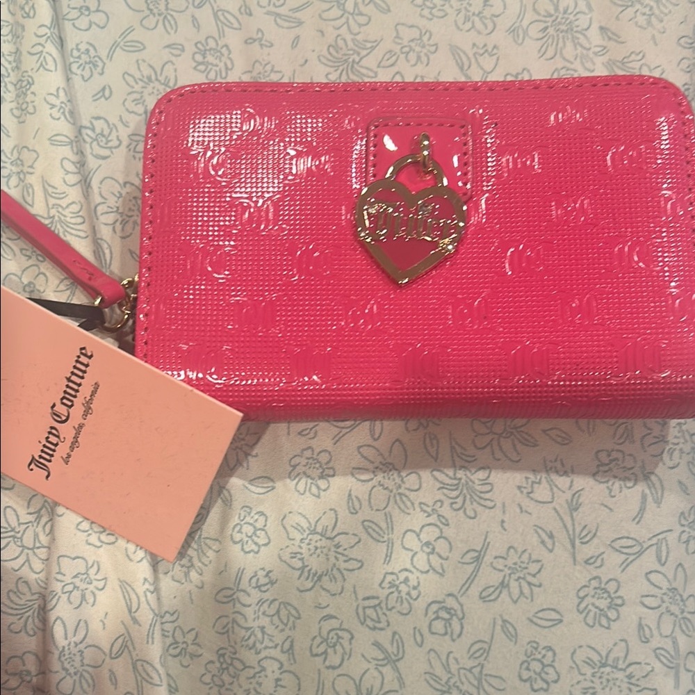 Juicy Couture Vibrant Pink Wallet with Gold Heart Accent